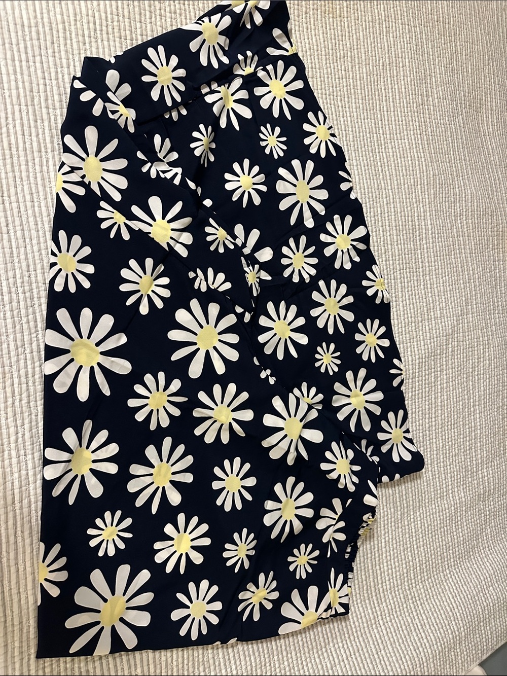 Cato Navy Wide-Leg Pants with White & Yellow Daisy Print